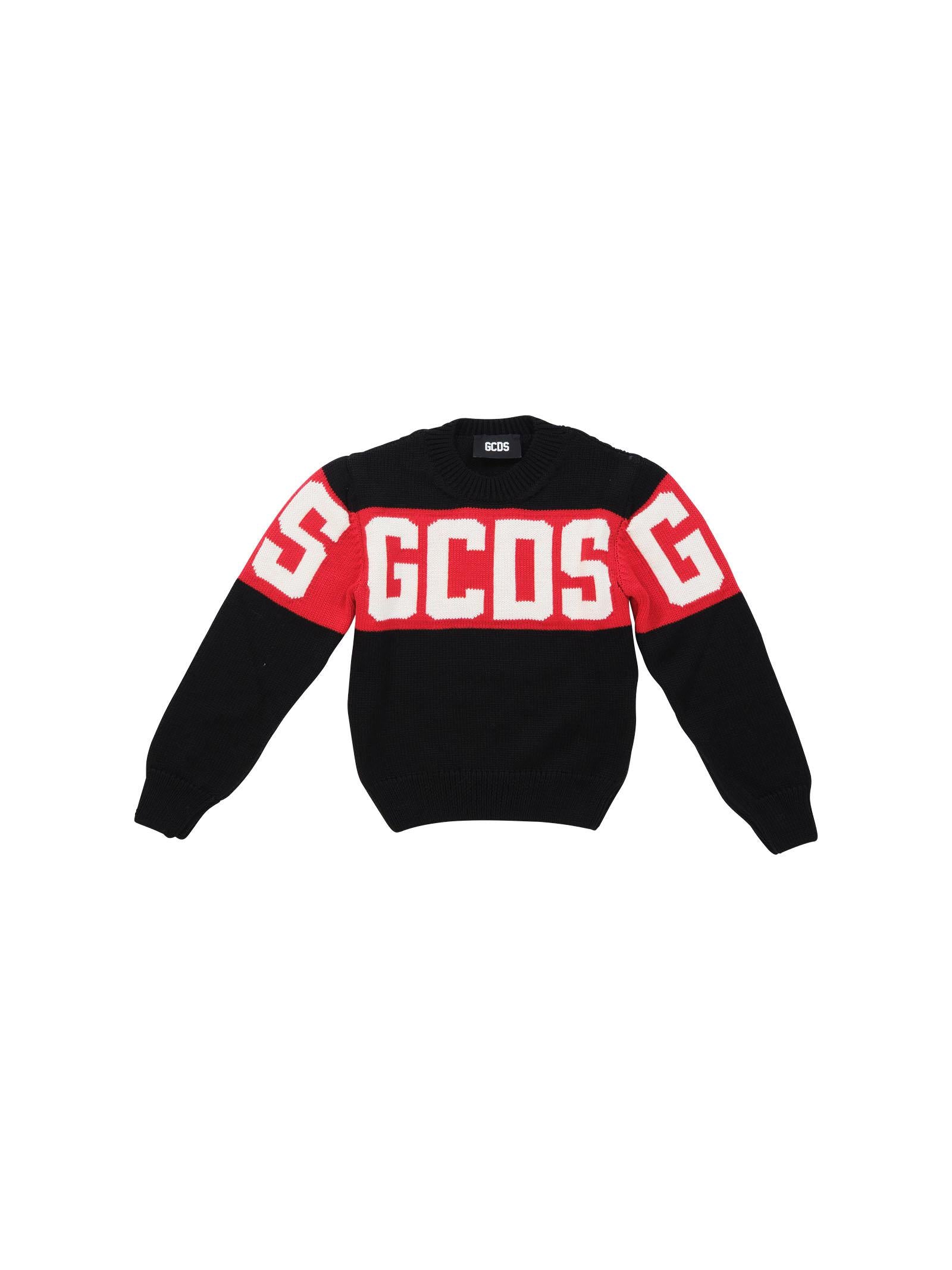 Maglione Gcds nero con banda orizzontale rossa โ Alfredo Ponticelli