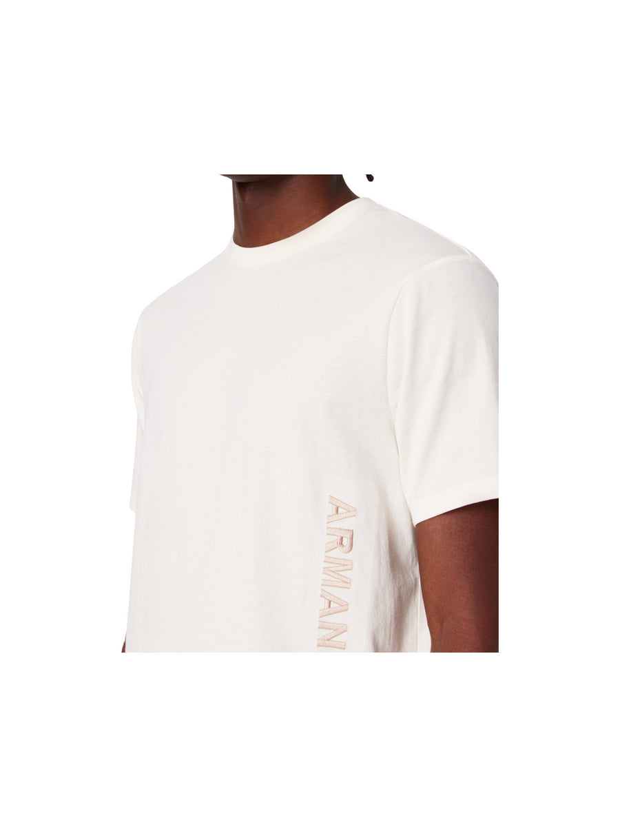 T-shirt beige ricamo logo verticale