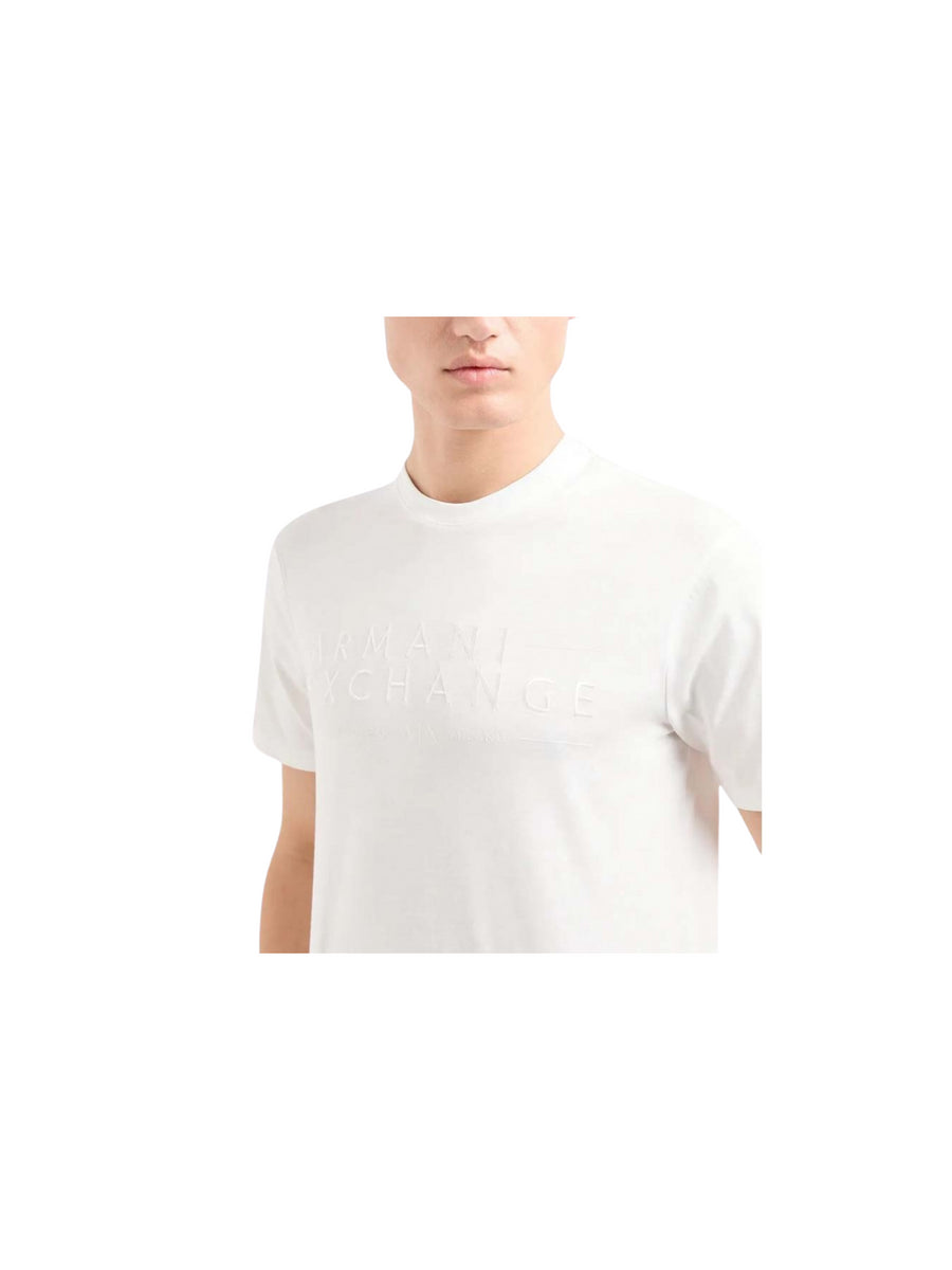 T-shirt bianca ricamo logo