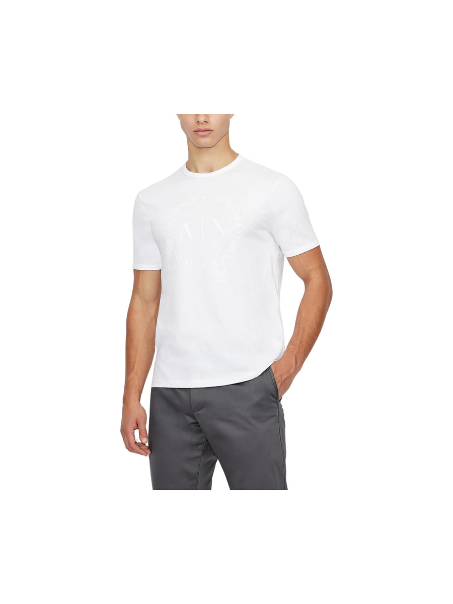 T-shirt bianca logo tono su tono