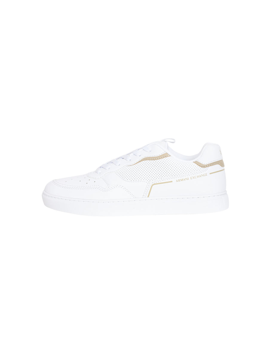 Sneakers bianche lettering logo oro