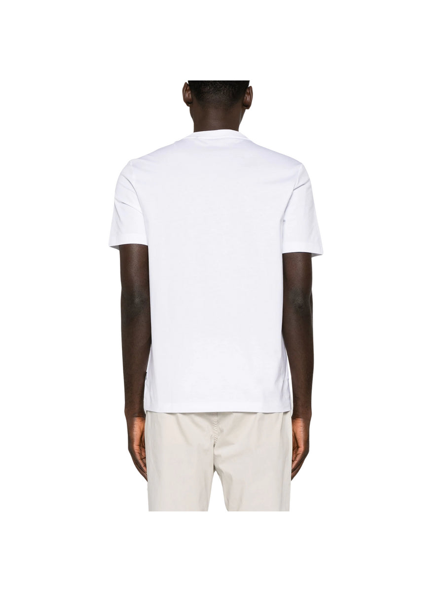 T-shirt bianca con applicazione logo