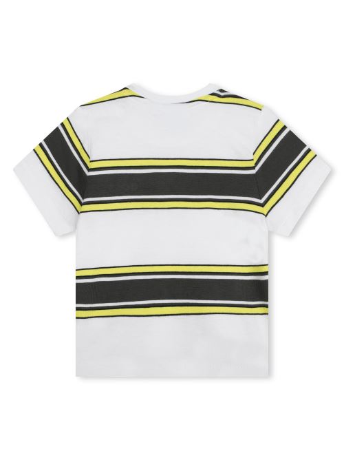 T-shirt bianca righe in contrasto giallo/nero