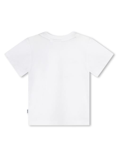 T-shirt bianca ricamo logo tono su tono