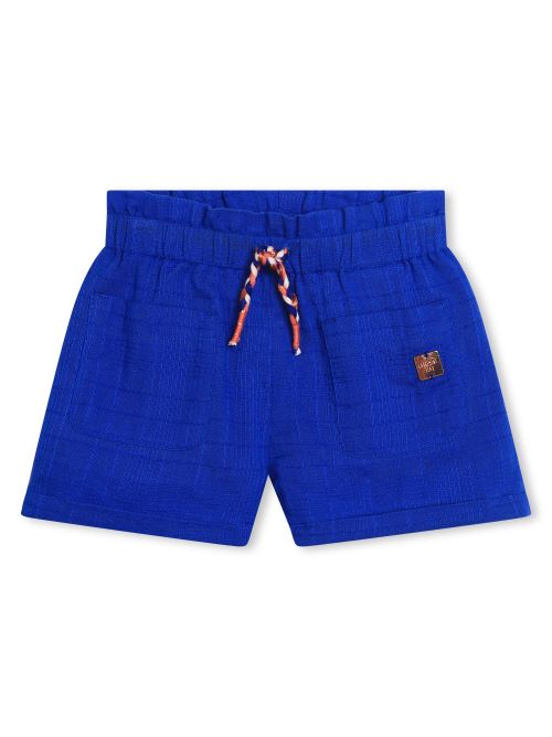 Shorts blu royal con elastico e lacci a treccia