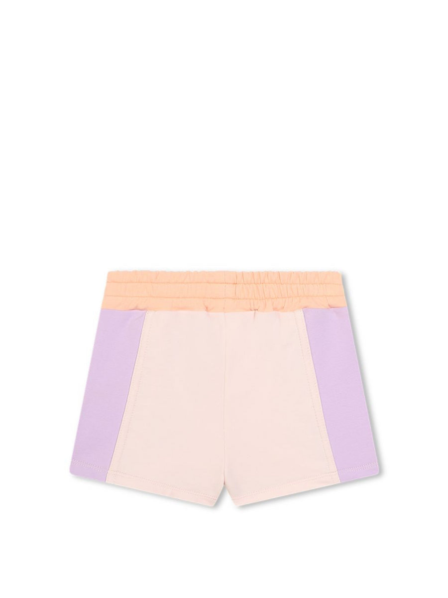 Shorts in cotone a blocchi di colore con coulisse