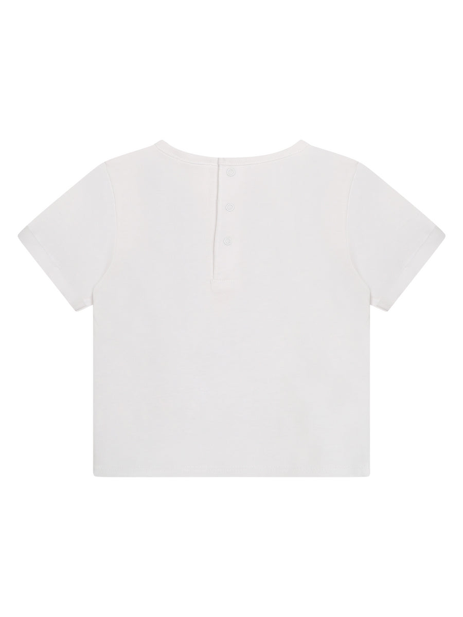 T-shirt bianca in cotone con stampa a cuore