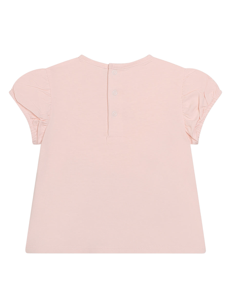 T-shirt rosa stampa conchiglia glitterata