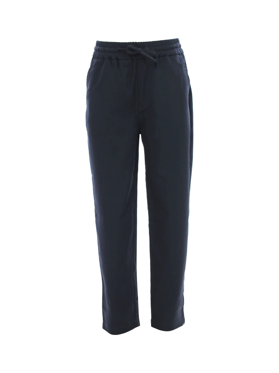 Pantaloni lunghi blu navy con elastico in vita e lacci