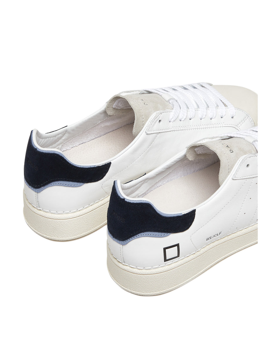 Sneakers Base calf bianche con talloncino blu