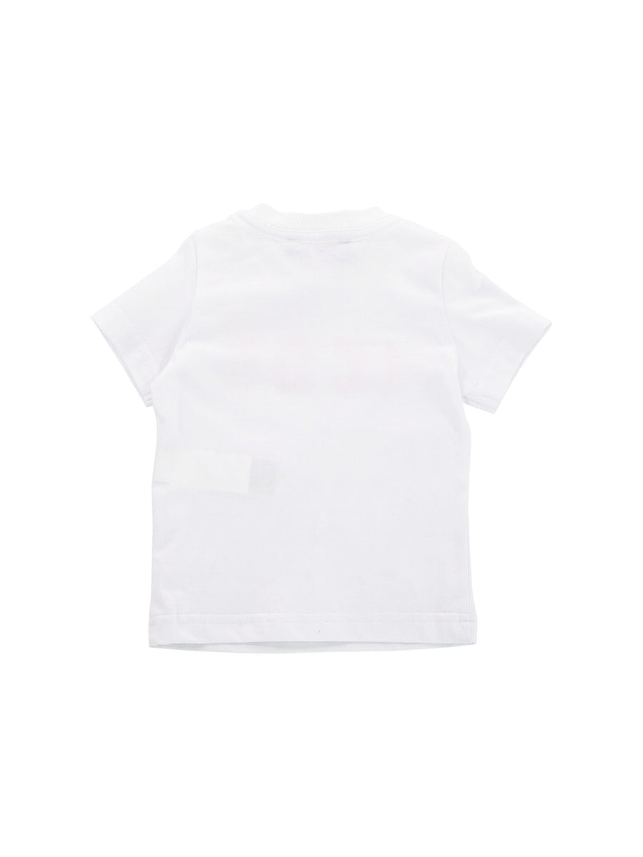 T-shirt bianca con scritta Icon fucsia sfumata
