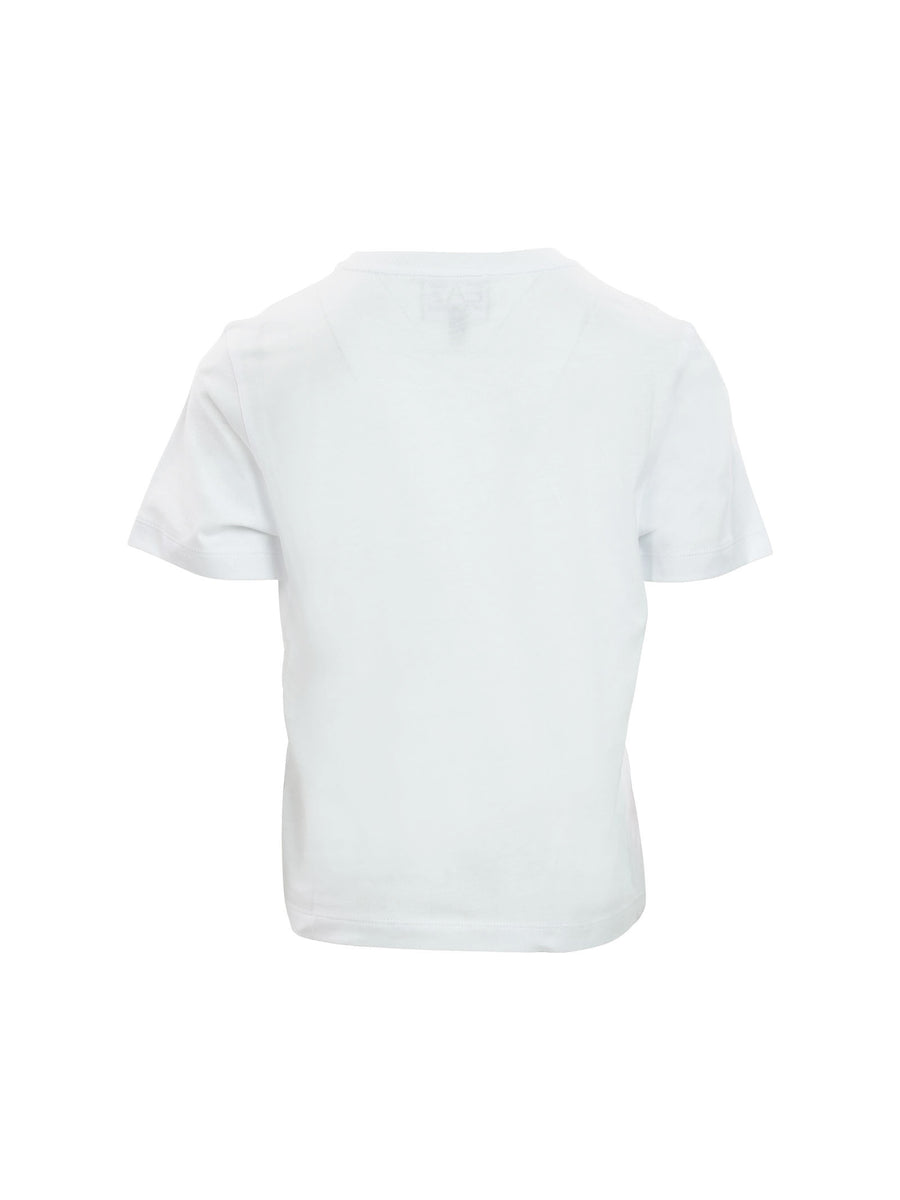 T-shirt bianca con logo gommato nero applicato