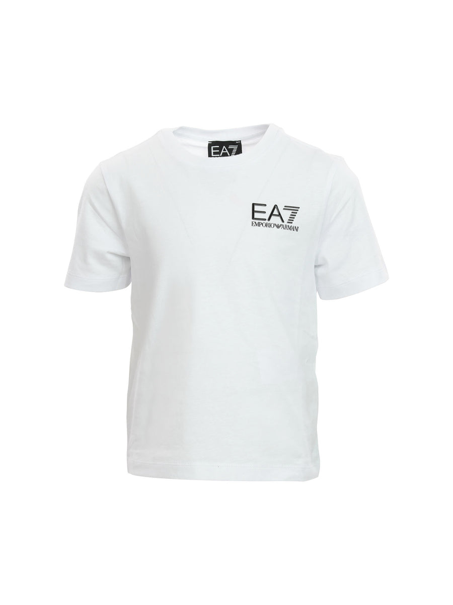 T-shirt bianca con logo gommato nero applicato