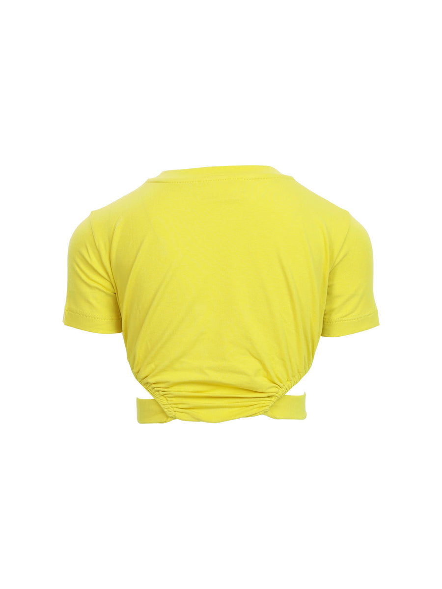 T-shirt giallo lime cut-out sui fianchi