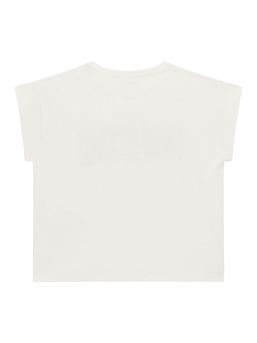 T-shirt bianca logo paillettes