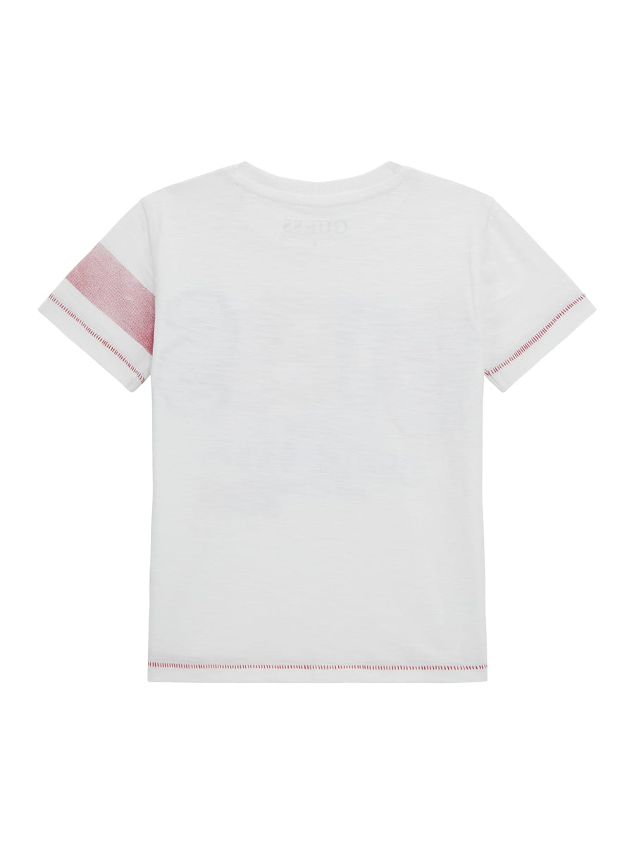 T-shirt bianca logo a stampa/ricamo