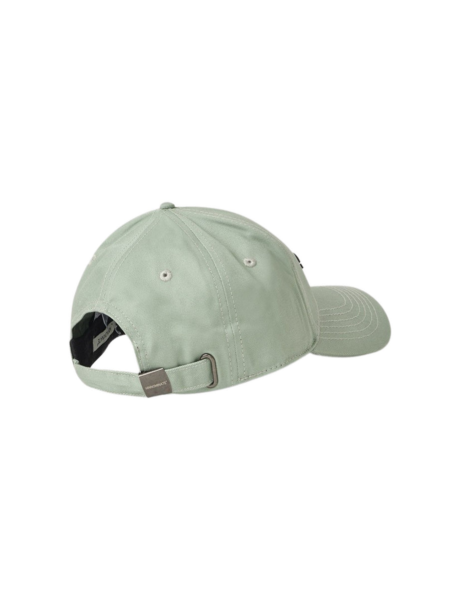 Cappello verde aloe con visiera e ricamo logo nero