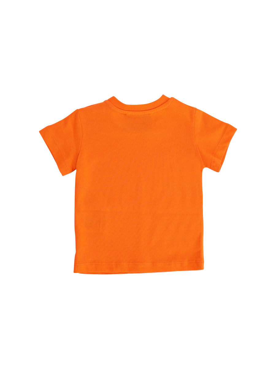 T-shirt arancione con stampa frontale bianca