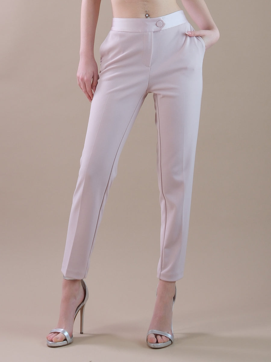 Pantaloni smoking slim-fit rosa chiaro