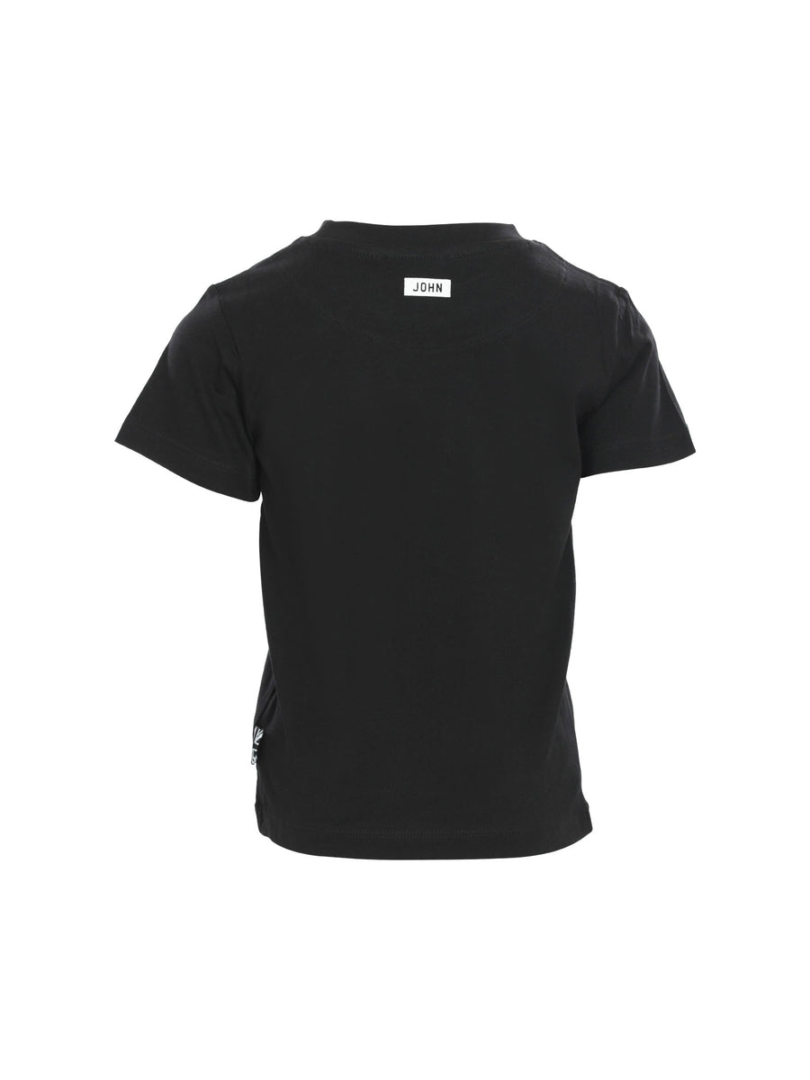 T-shirt nera con rettangolo logo bianco