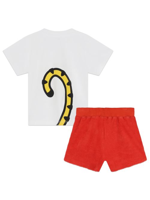 Set neonato t-shirt e shorts bianco/rosso