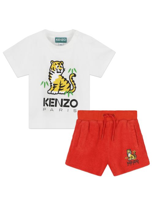 Set neonato t-shirt e shorts bianco/rosso