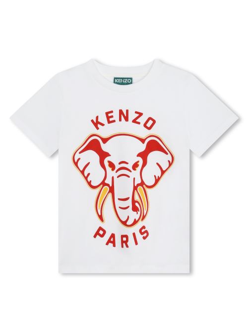 T-shirt bianca stampa elefante