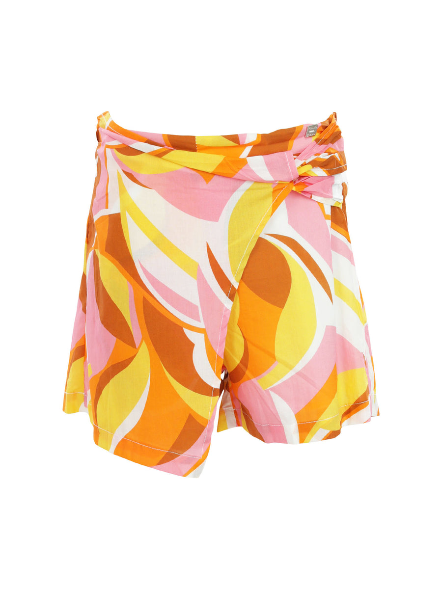 Shorts multicolor in cotone con chiusura a portafoglio
