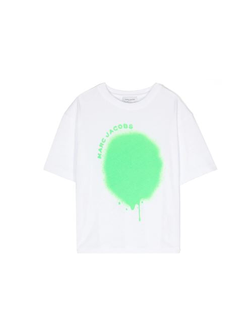T-shirt bianca con cerchio verde effetto vernice