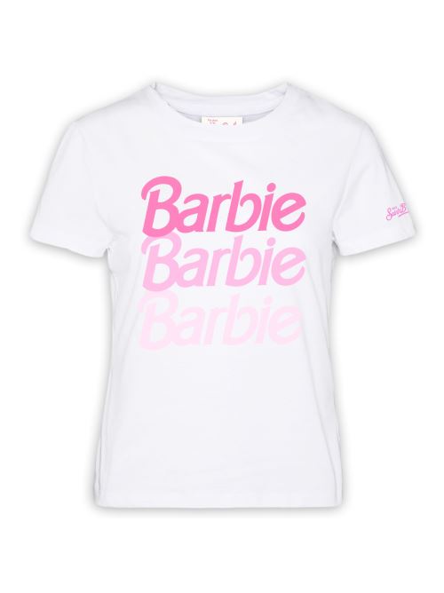 T-shirt bianca con scritta rosa degradè Barbie