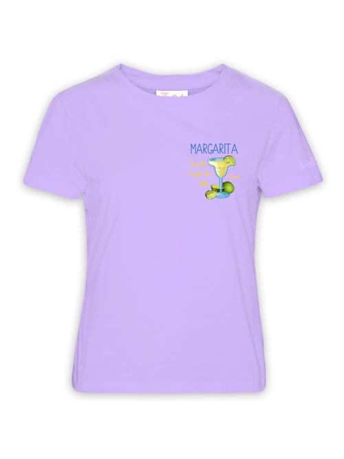 T-shirt lilla con Margarita sul fronte