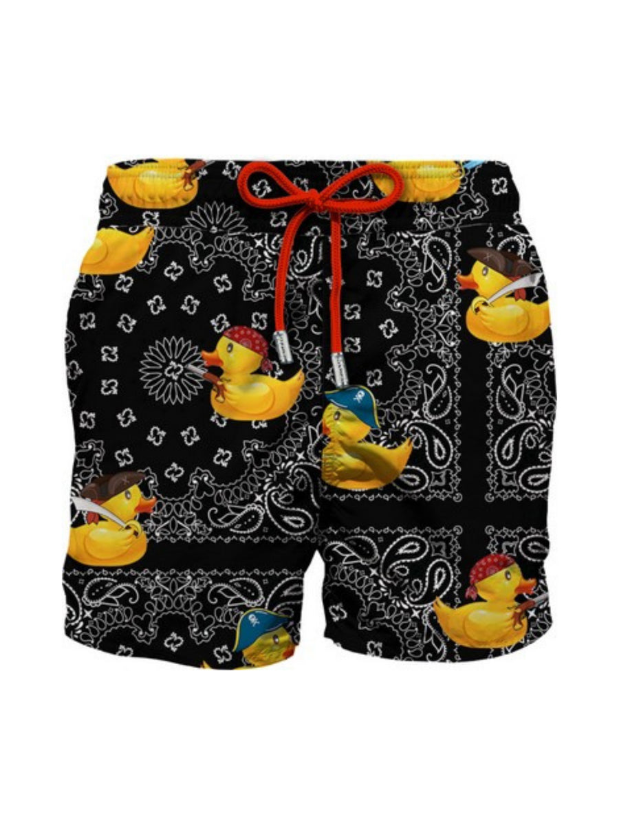 Costume shorts nero con fantasia Duck