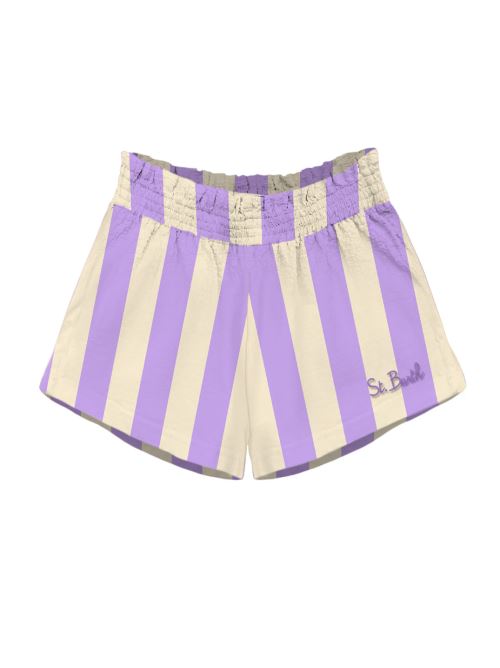 Shorts in cotone Meave a strisce beige e lilla