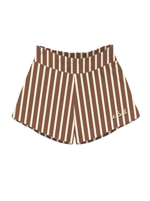 Shorts in cotone Meave a strisce beige e marroni