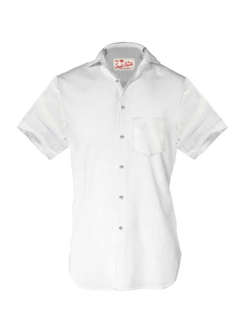 Camicia in lino biancaa a mezze maniche