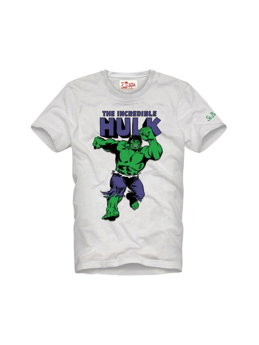 T-shirt bianca con stampa frontale Incredible Hulk