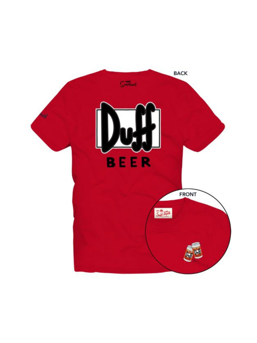 T-shirt rossa con logo Duff Beer sul retro