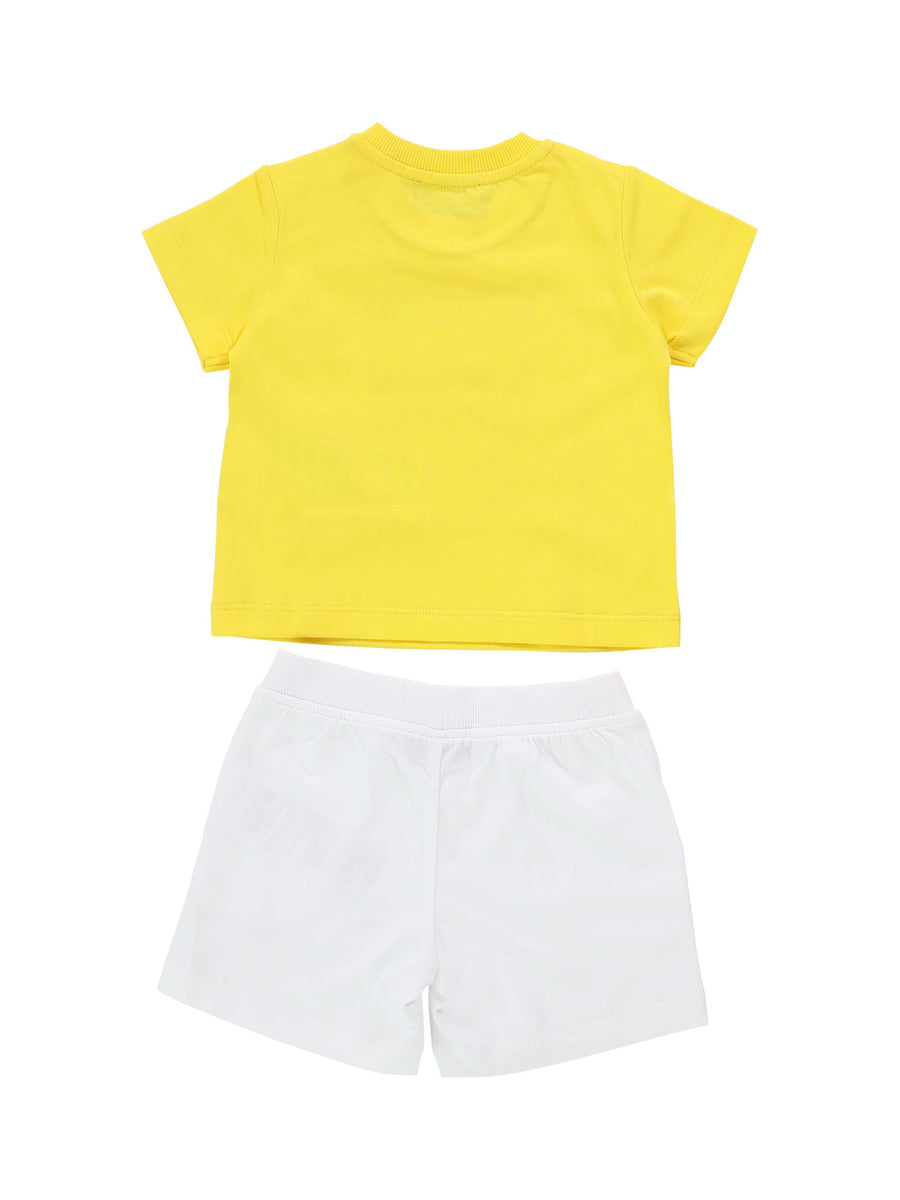 Completo T-shirt gialla con Teddy e shorts gialli