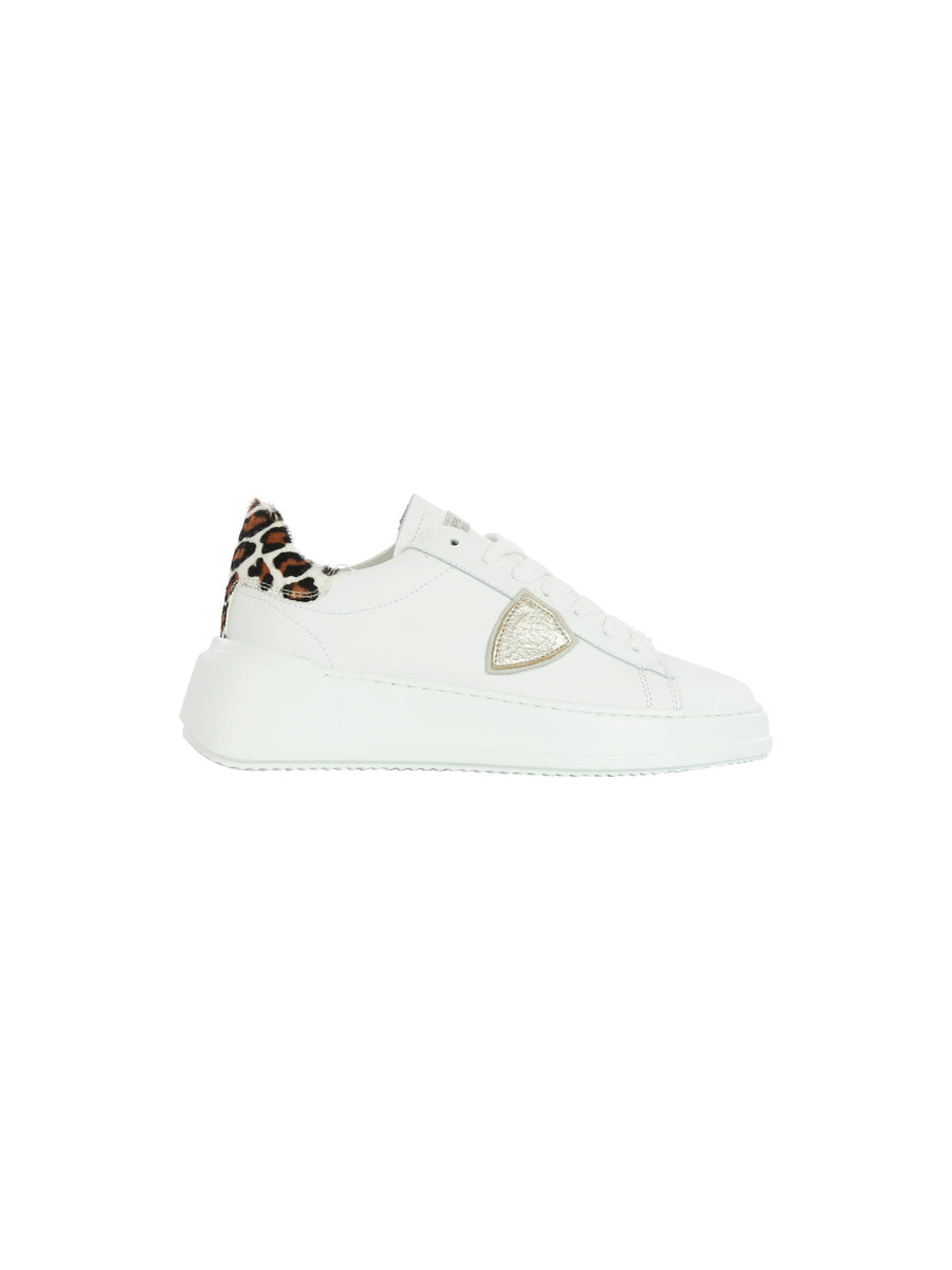 Sneakers basse Tres Temple bianche e animalier