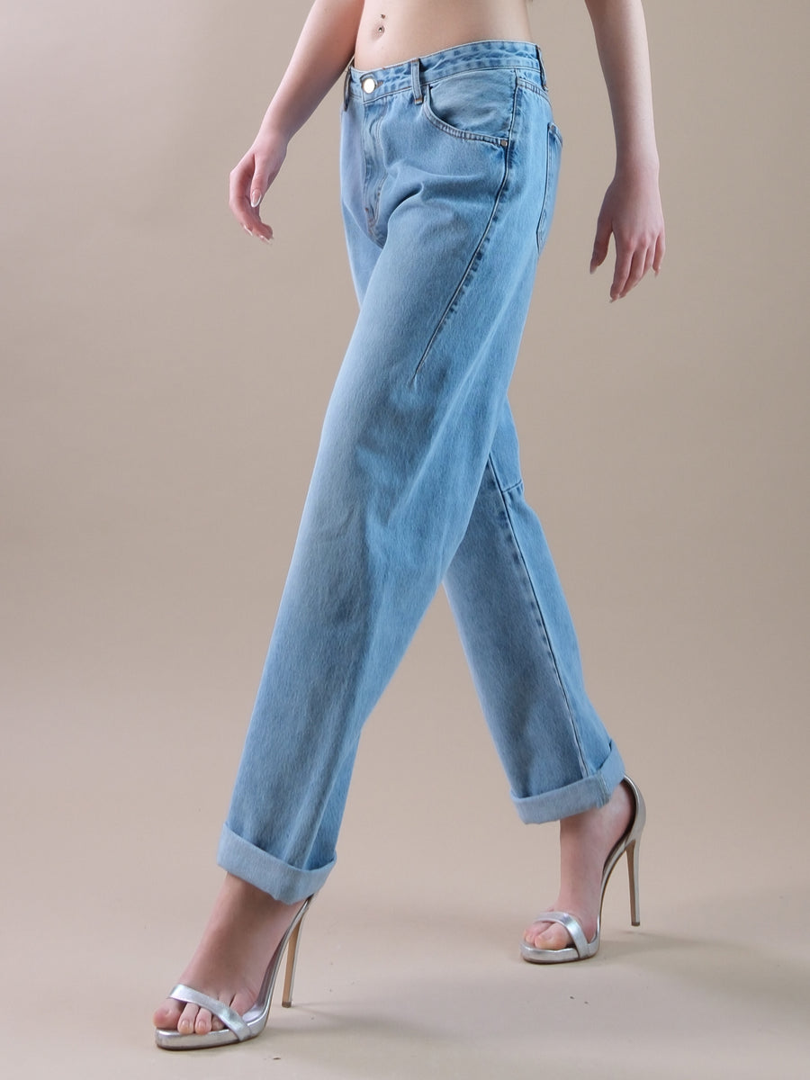 Jeans cropped fit in denim chiaro