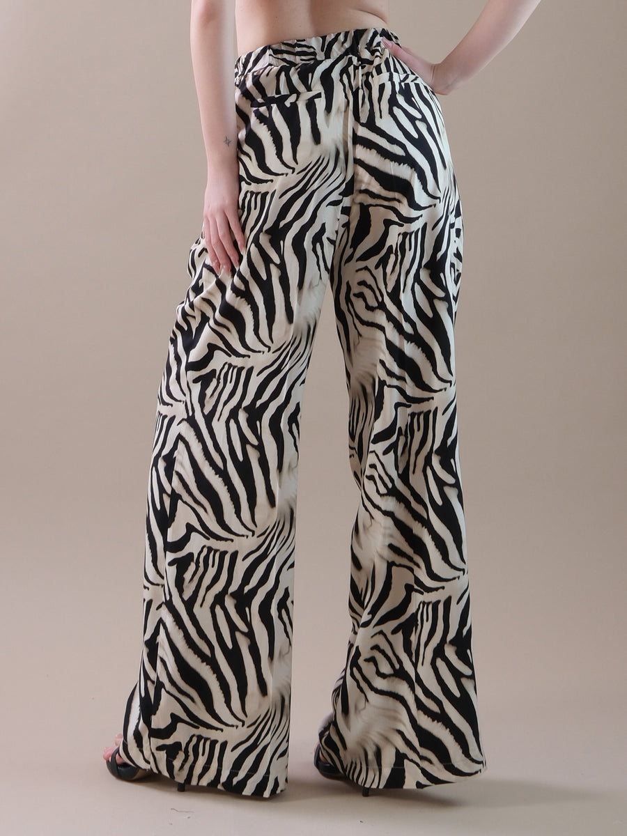 Pantaloni a palazzo fantasia zebra sfumata
