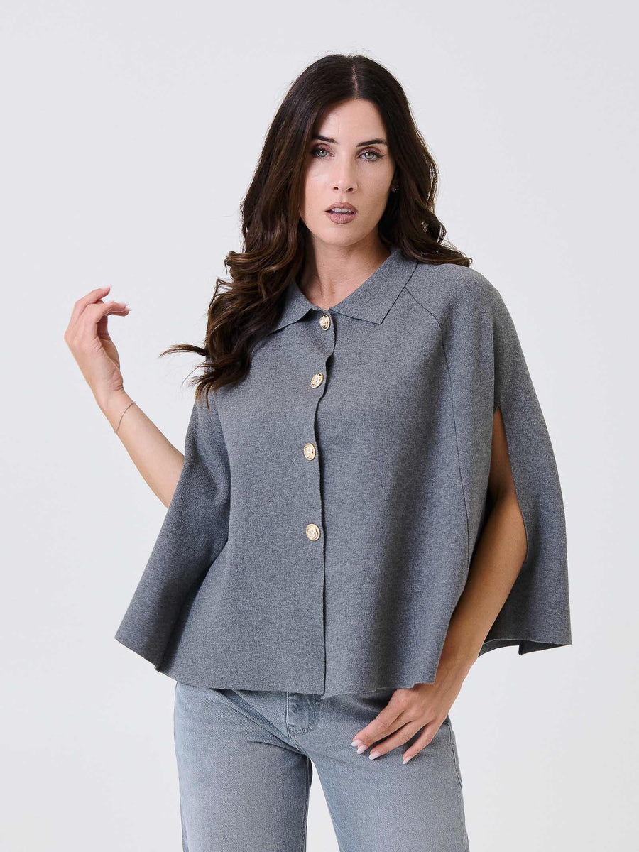 Mantella a campana Kontatto grigia con bottoni gioiello 3M0940C GRIGIO kontatto 