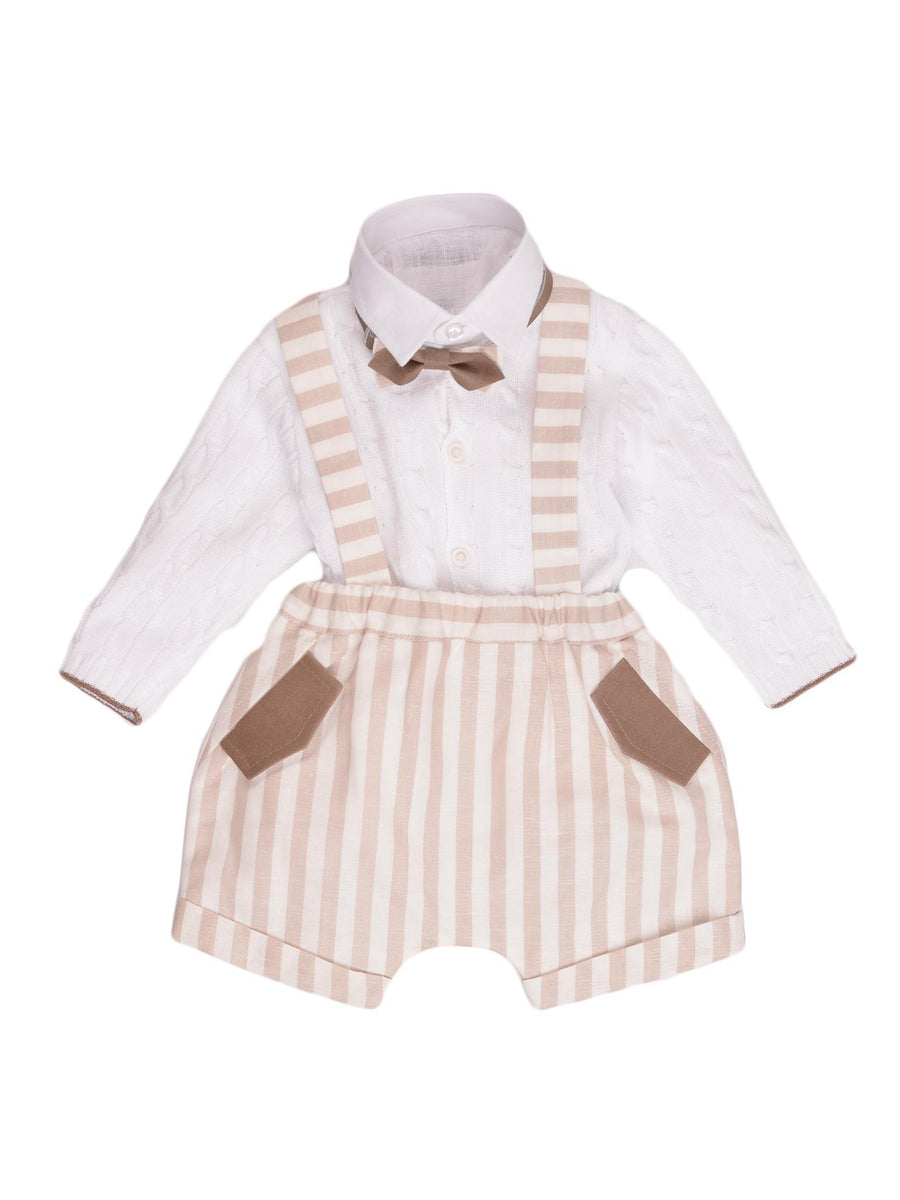 Completo con pagliaccetto a righe beige EG21860 C1600 Marlù 