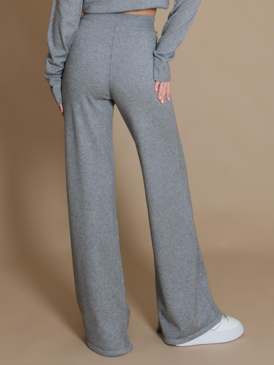 Pantaloni Hinnominate grigi a palazzo realizzati in maglia HMABW01176 GRIGIO MELANGE Hinnominate 