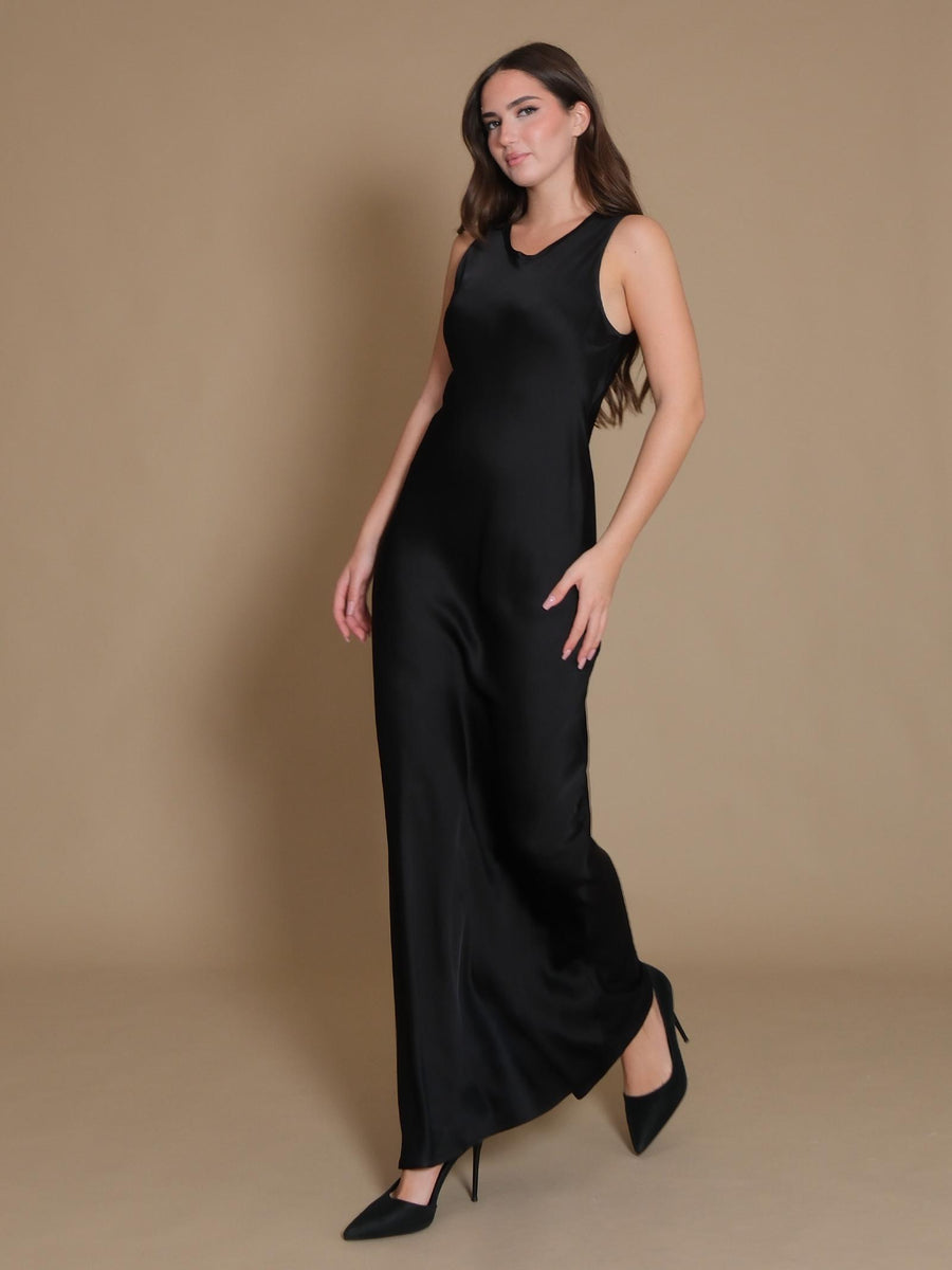 Abito Vicolo satinato nero a giromaniche TS0441 NERO Vicolo 