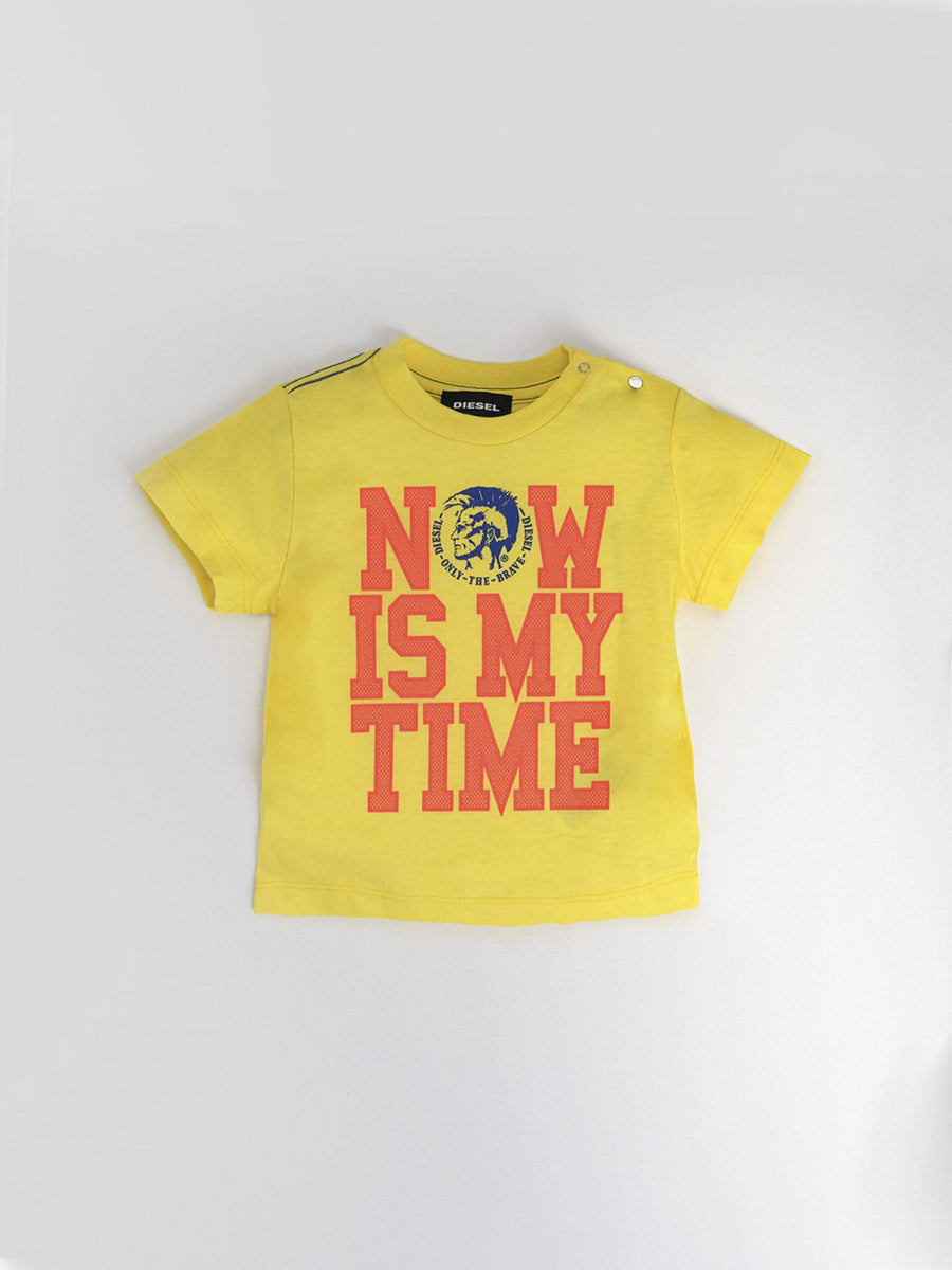 T-shirt gialla con grafica a contrasto 00K1J400YI9 K20A Diesel 