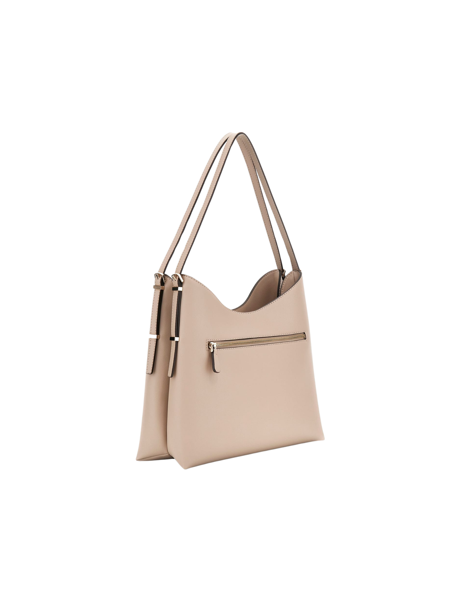 Borsa shopper Guess beige con placca metallica logata HWBG9644020 SIT Guess 