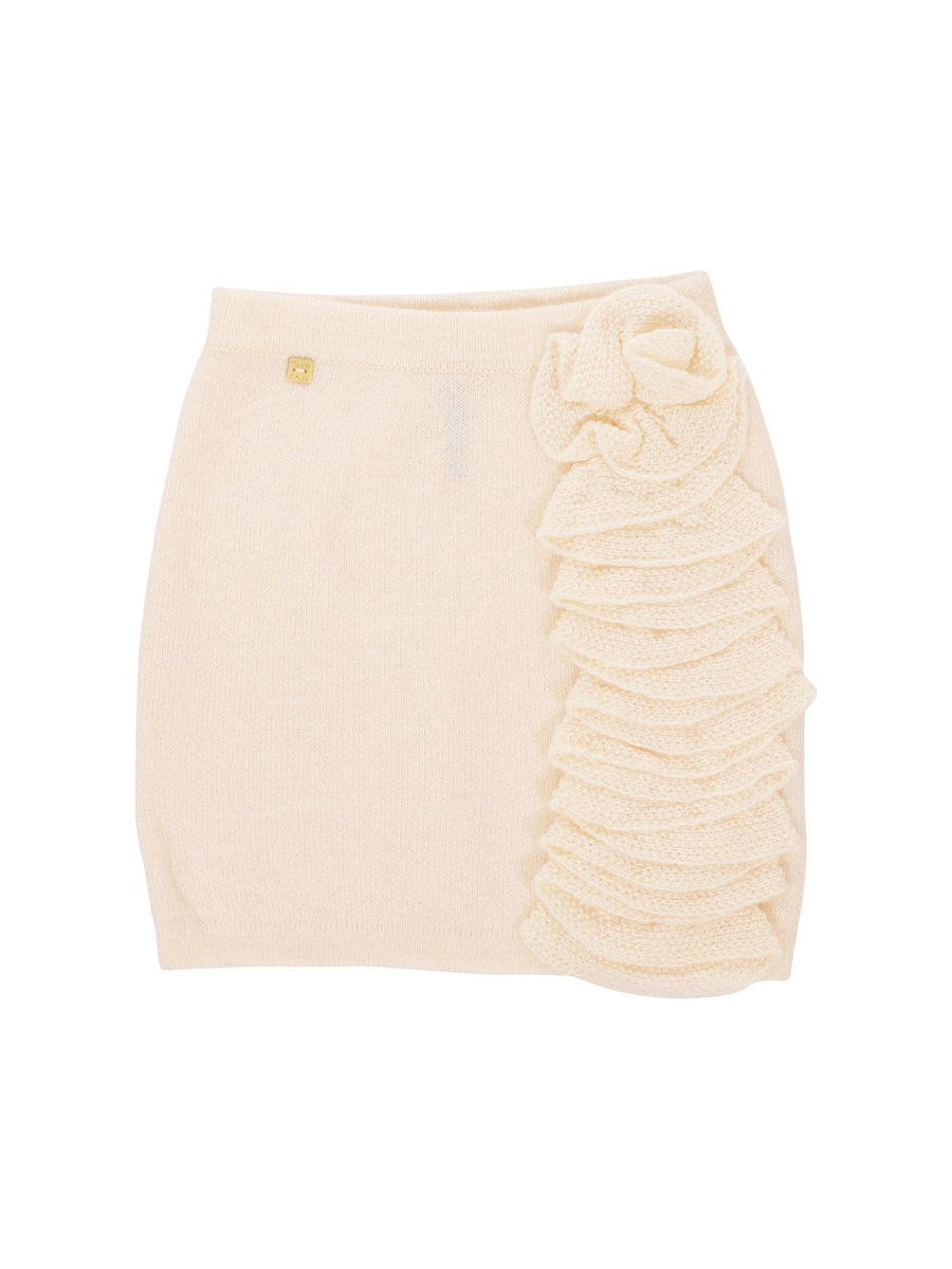 Gonna bambina Manila Grace in maglia latte con ruches MFJF24G184 LATTE Manila Grace 