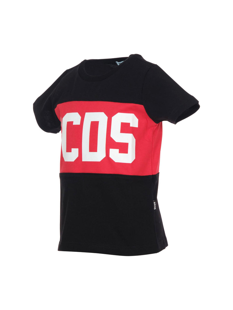 T-Shirt Gcds nera con banda orizzontale rossa 2329JF1 99 GCDS 