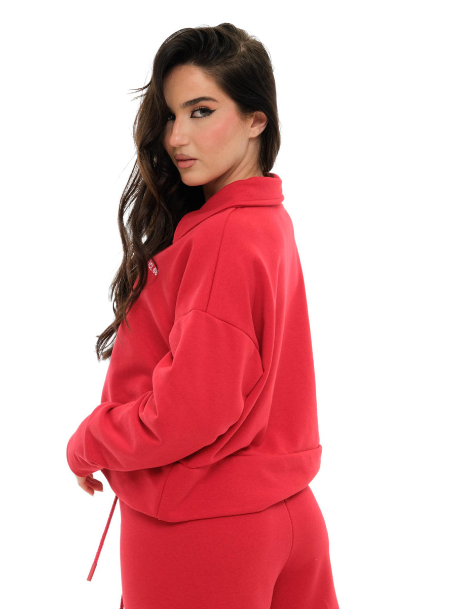 Felpa Vicolo rossa con ricamo "VCL58" RD0257 ROSS Vicolo 